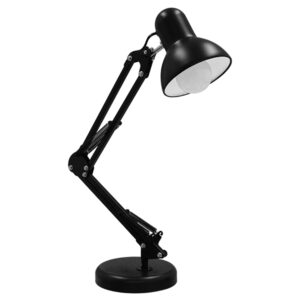 GloboStar® DESK 01538 Μοντέρνο Επιτραπέζιο Φωτιστικό Πορτατίφ Μονόφωτο 1 x E27 IP20 Μαύρο Μέταλλο - Μ15 x Π15 x Υ67cm