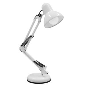 GloboStar® DESK 01539 Μοντέρνο Επιτραπέζιο Φωτιστικό Πορτατίφ Μονόφωτο 1 x E27 IP20 Λευκό Μέταλλο - Μ15 x Π15 x Υ67cm