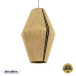 GloboStar® SALERNO 02077 Boho Κρεμαστό Φωτιστικό Καμπάνα Μονόφωτο 1 x E27 IP20 Μπεζ & Μαύρο Βαμβακερό Νήμα - Μ50 x Π50 x Υ80cm