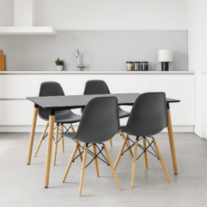 Τραπεζαρία Natali-Julita pakoworld σετ 5τεμ μαύρο-φυσικό 120x80x76εκ