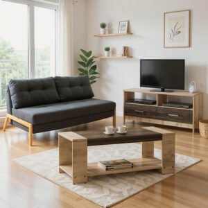 Φοιτητικό πακέτο επίπλων σαλονιού Lounge pakoworld σετ 3 τμχ