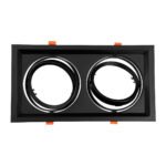 GLOBOSTAR® VITA 77855 Χωνευτή Κινούμενη Βάση για 2 x Σποτ AR111 με Ντουί GU10/GU5.3 IP20 - Μαύρο Ματ - Μ33.5 x Π18 x Υ5.5cm / Q32.5 x 17cm - Image 4