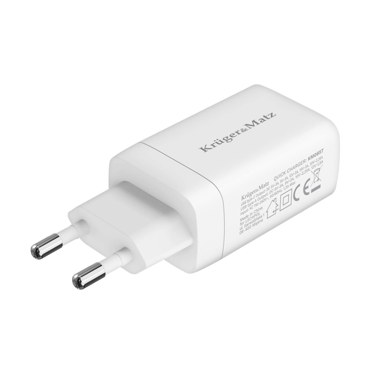 Φορτιστής USB A - USB C 65W με λειτουργία Power Delivery και Quick Charge Kruger&Matz GAN - Image 2