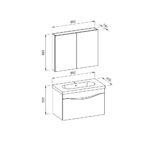 Σετ Έπιπλο Μπάνιου SMILE Ανθρακί / Barok MDF 18mm Λάκα 85 9SSMI085ABM - Image 3